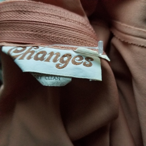 1970s Changes Dark Tan Poly Tank Dress w/Chiffon - Picture 6 of 6